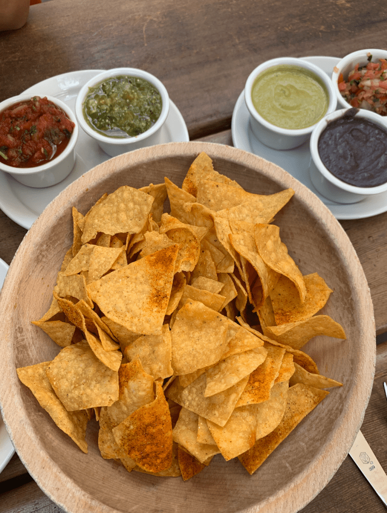 chips and dipping sauces