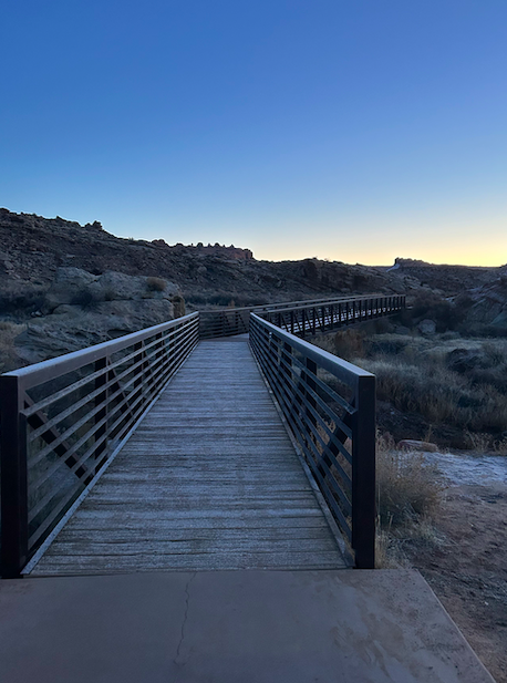 Bridge at sunrise in the desert
