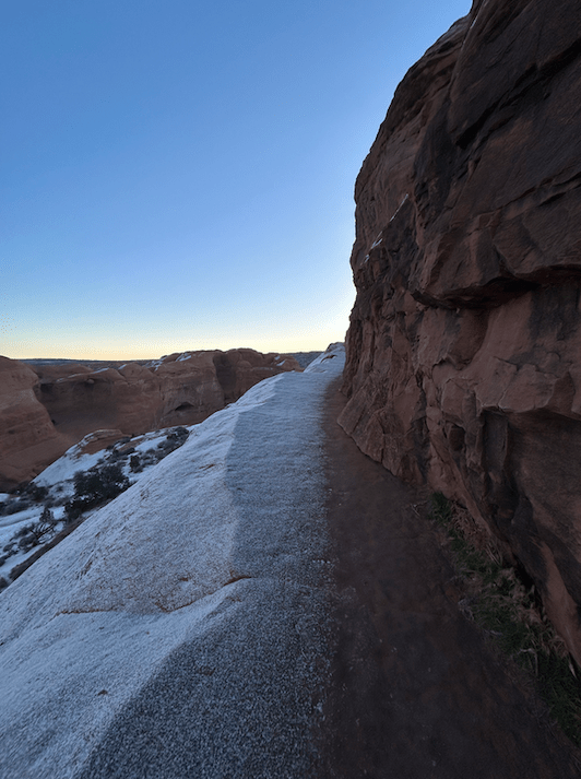 desert trail with snow 